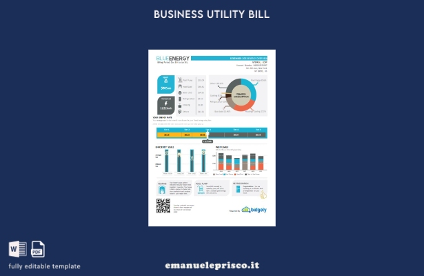stile verificato Modello di fattura aziendale del servizio Blue Energy
